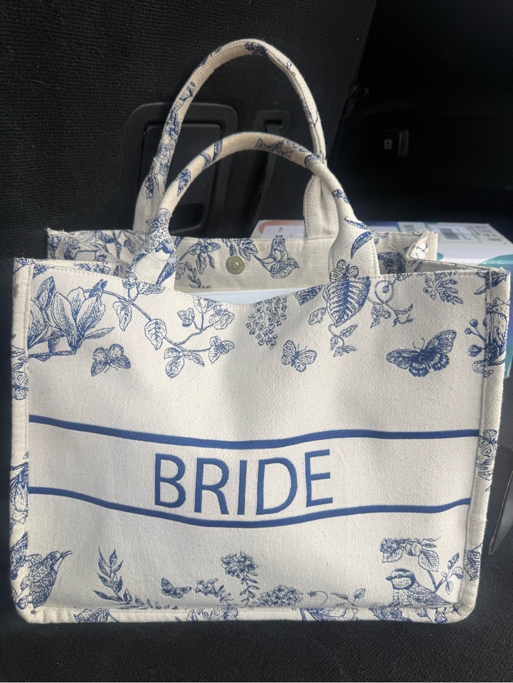 Francesca's Collections Bride Tote in Blue and Cream